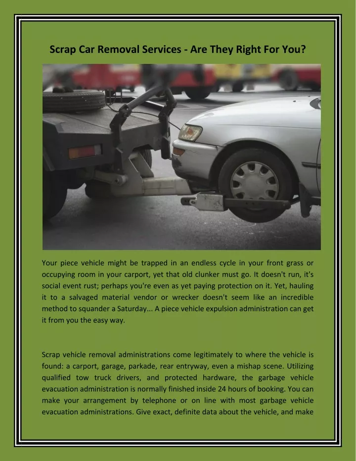 scrap car removal services are they right for you