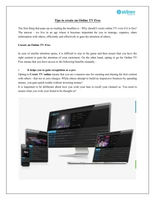 tips to create an online tv free
