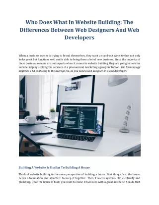 Find the Differences Between Web Designers And Web Developers
