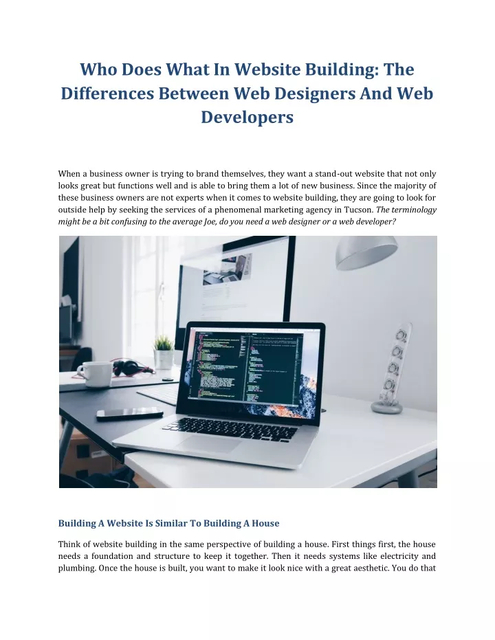 who does what in website building the differences