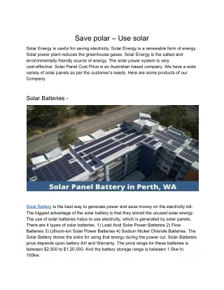 Save Polar - Use Solar
