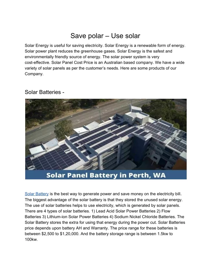 save polar use solar