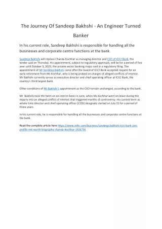 the journey of sandeep bakhshi an engineer turned
