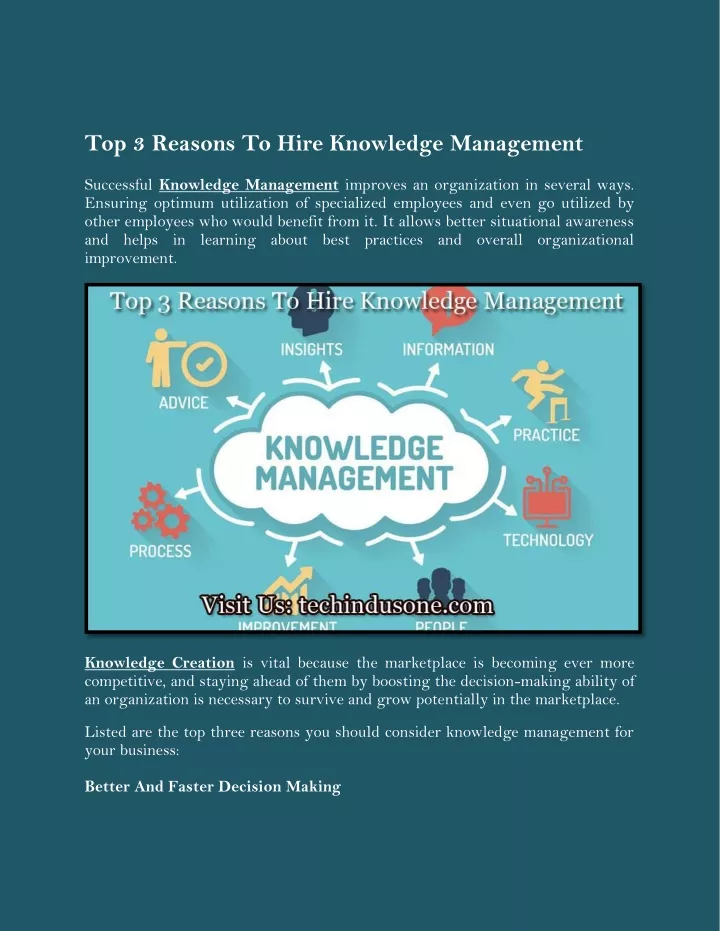 top 3 reasons to hire knowledge management