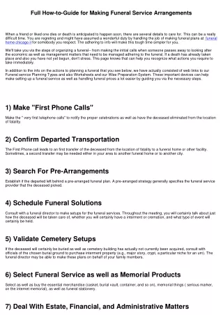 Full How-to-Guide for Making Funeral Service Arrangements