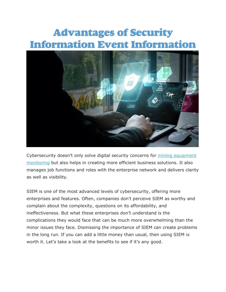 advantages of security information event