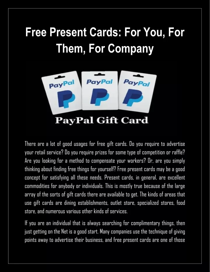 free present cards for you for them for company