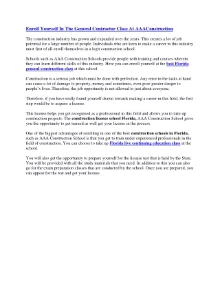 enroll yourself in the general contractor class