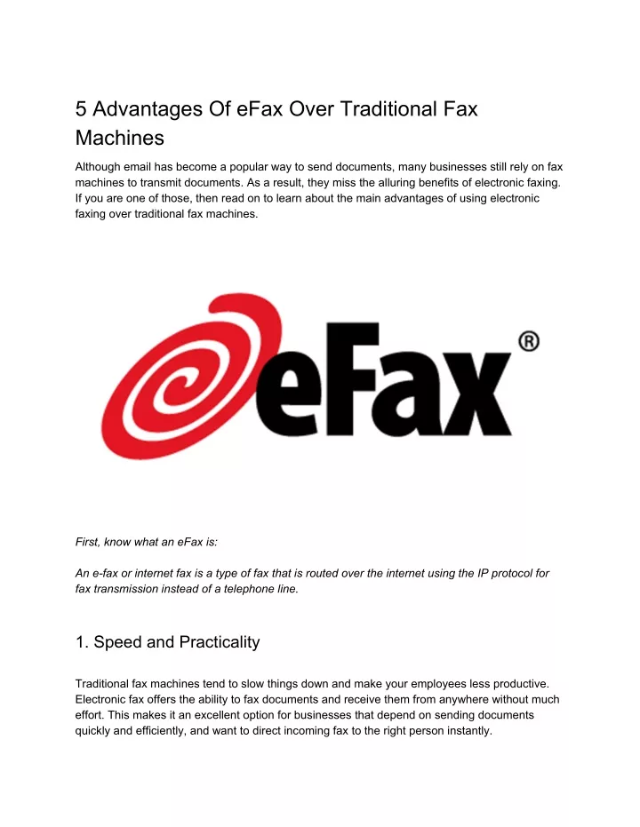 5 advantages of efax over traditional fax machines