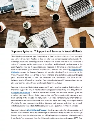 Supreme Systems: IT Support and Services in West Midlands