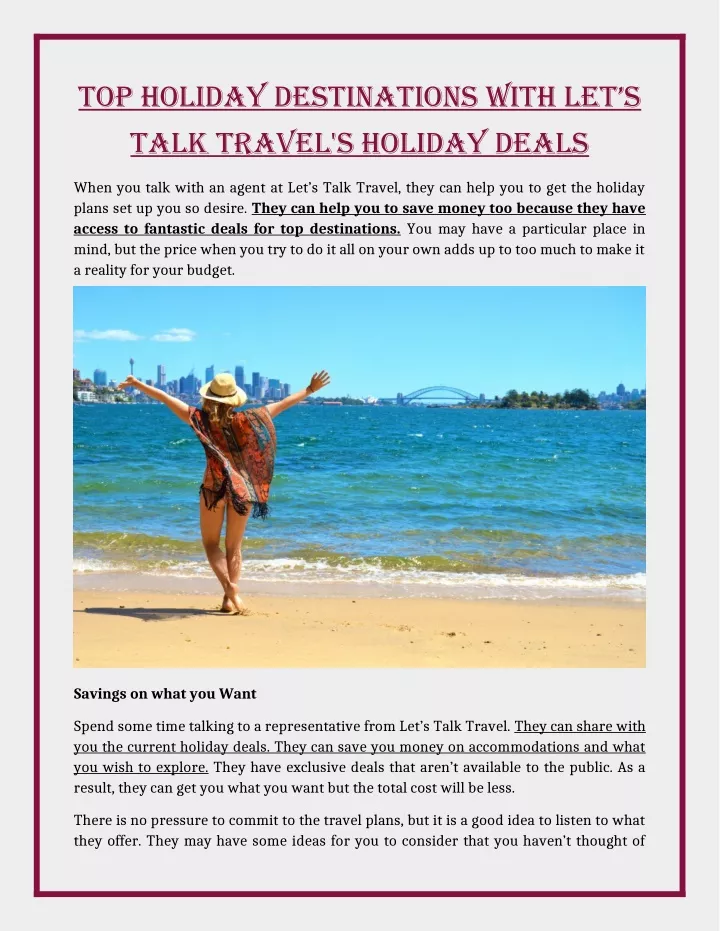 top holiday destinations with let s talk travel