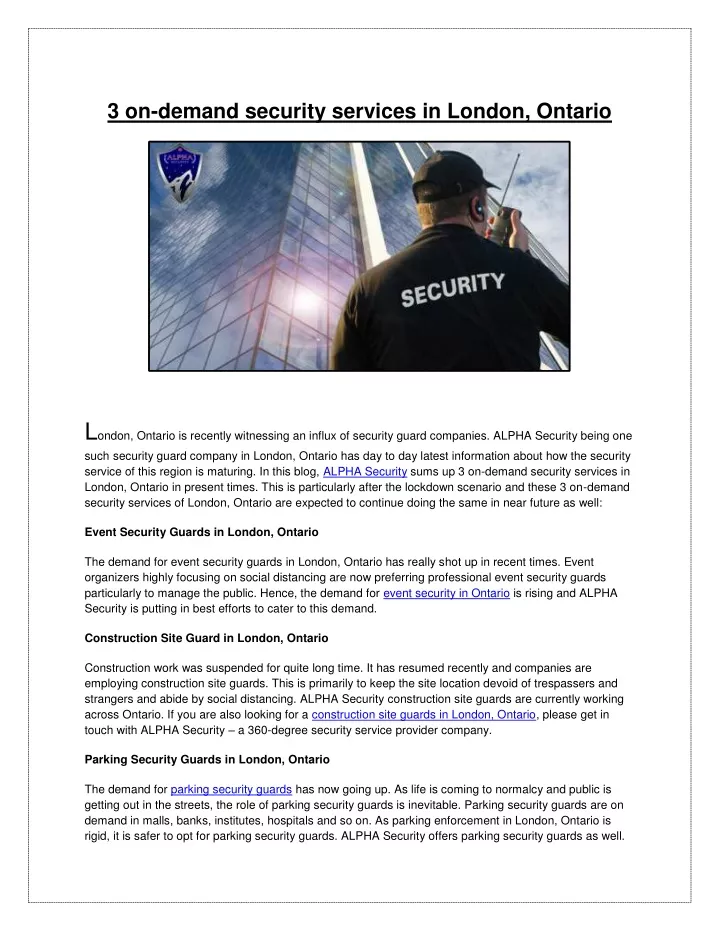 3 on demand security services in london ontario