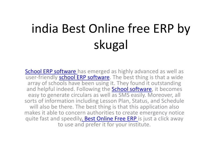 india best online free erp by skugal