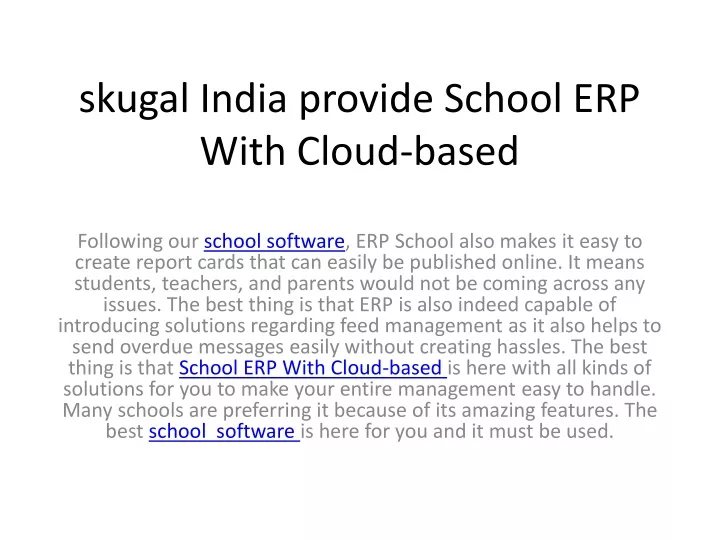 skugal india provide school erp with cloud based