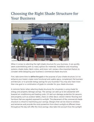 Choosing the Right Shade Structure for Your Business