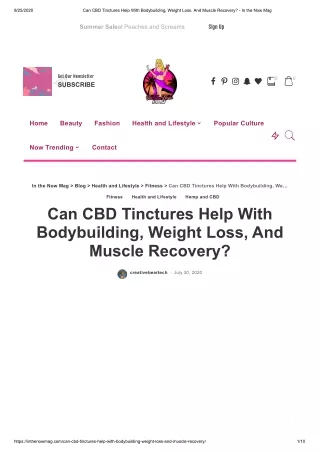 Can CBD Tinctures Help With Bodybuilding, Weight Loss, And Muscle Recovery?