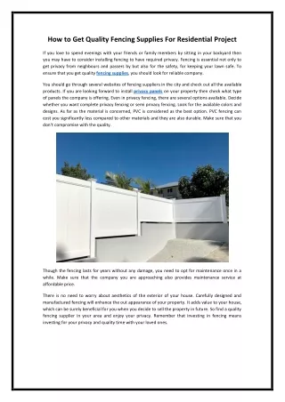 how to get quality fencing supplies