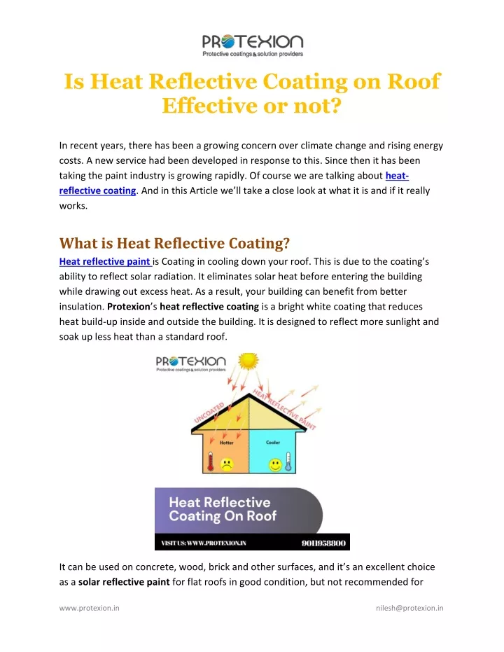 is heat reflective coating on roof effective