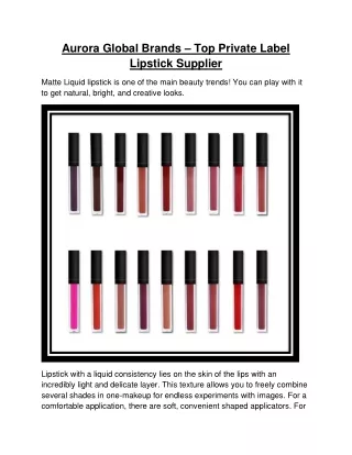 Aurora Global Brands – Top Private Label Lipstick Supplier