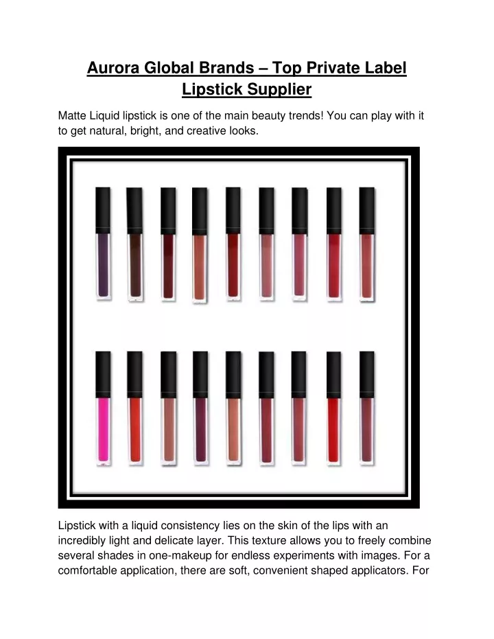 aurora global brands top private label lipstick