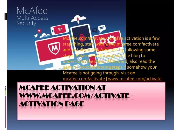 mcafee activation at www mcafee com activate activation page