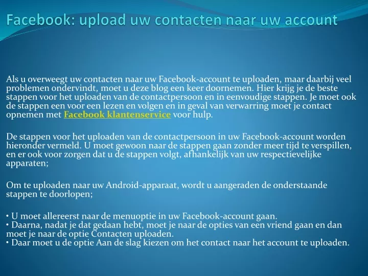 facebook upload uw contacten naar uw account