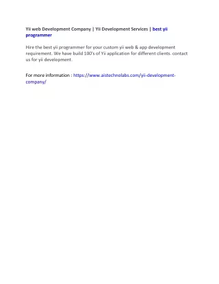 yii web development company yii development
