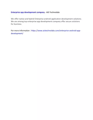 enterprise app development company ais technolabs
