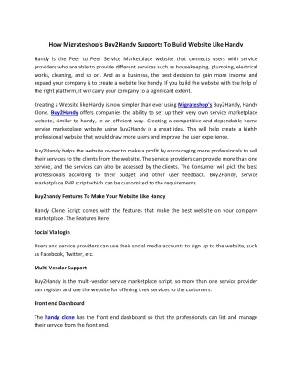 how migrateshop s buy2handy supports to build