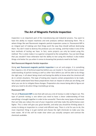 the art of magnetic particle inspection