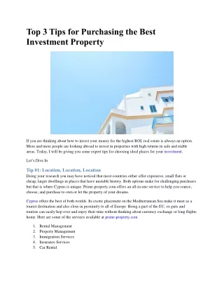 Top 3 Tips for Purchasing the Best Investment Property