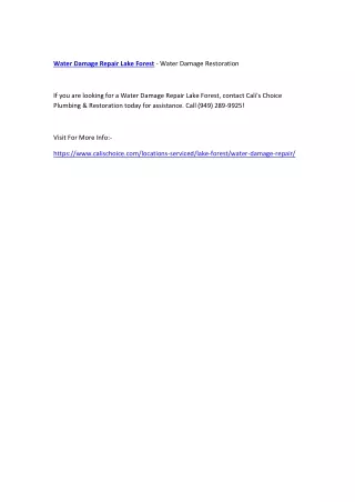 water damage repair lake forest water damage