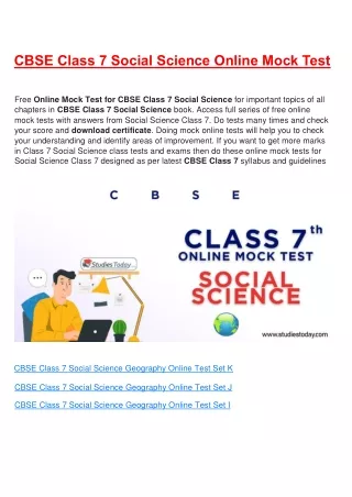 cbse class 7 social science online mock test