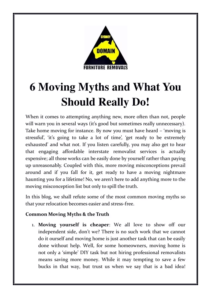 6 moving myths and what you should really do