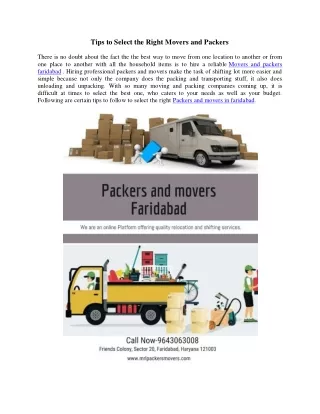 Packers and movers in faridabad
