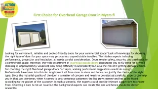 Best Overhead Garage Doors Service in Fort Myers FL - Action Door
