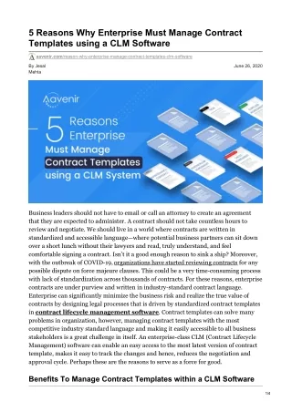 5 reasons why enterprise must manage contract