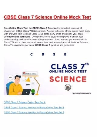 cbse class 7 science online mock test