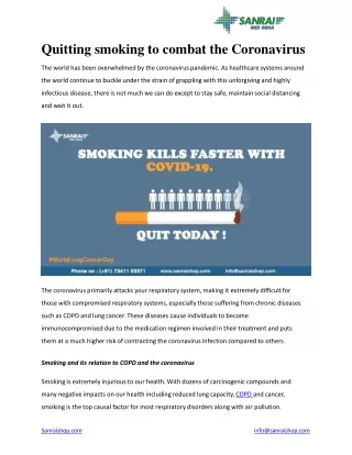 quitting smoking to combat the coronavirus