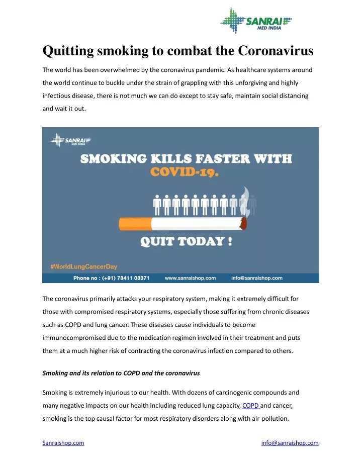 quitting smoking to combat the coronavirus