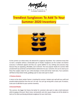 Trendiest Sunglasses to Add to Your Summer 2020 Inventory