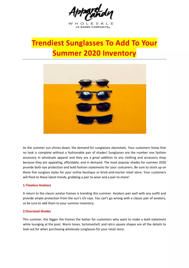 trendiest sunglasses to add to your summer 2020