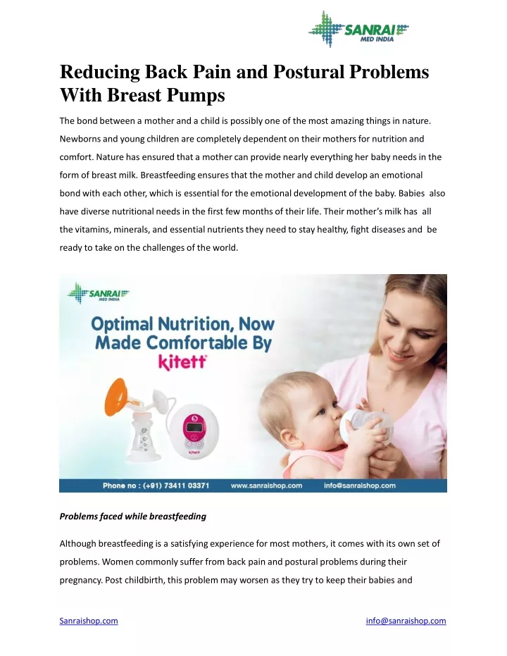 reducing back pain and postural problems with breast pumps