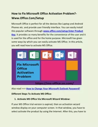 how to fix microsoft office activation problem