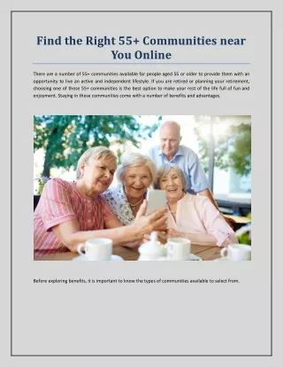 find the right 55 communities near you online