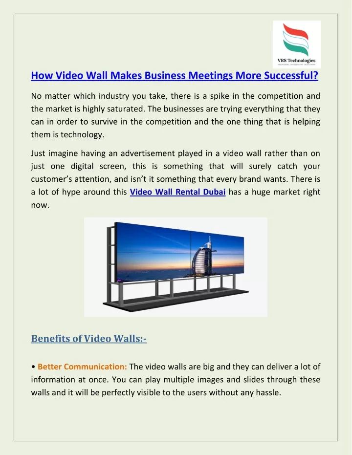 how video wall makes business meetings more