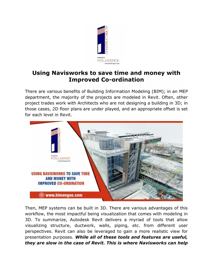 using navisworks to save time and money with
