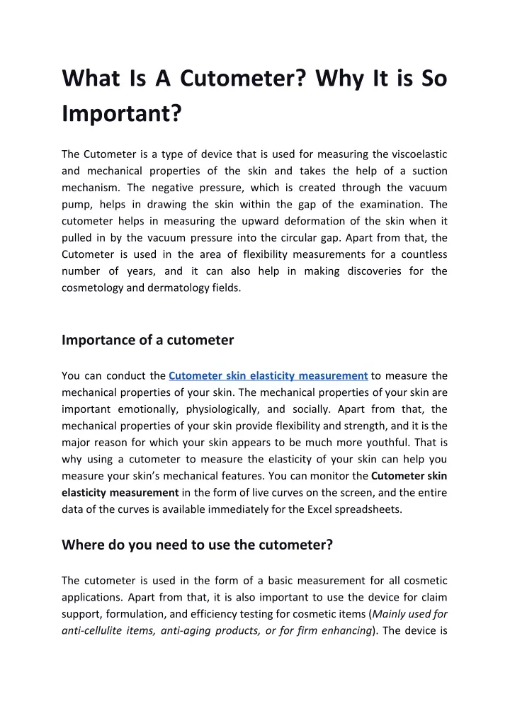 what is a cutometer why it is so important