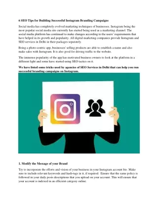 6 SEO Tips for Building Successful Instagram Branding Campaigns