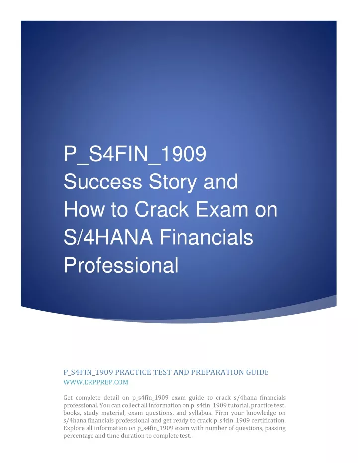 p s4fin 1909 success story and how to crack exam